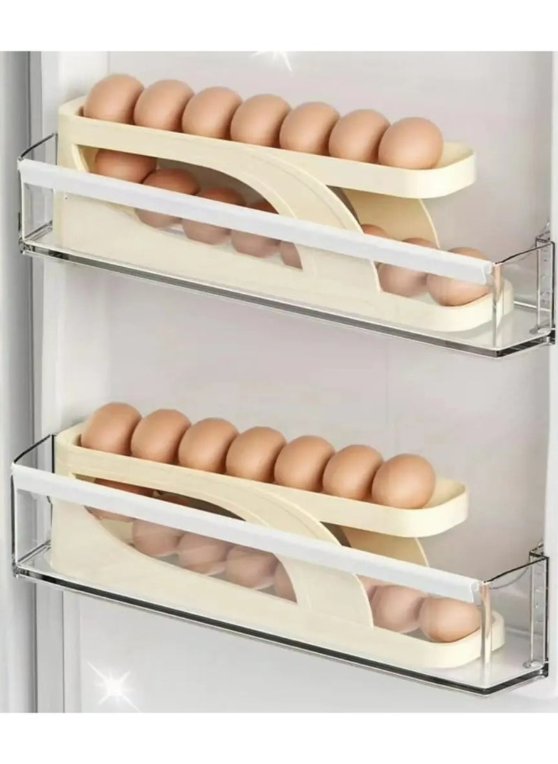 Generic - Egg Dispenser Egg Holder Tray New Automatic Rolling Double Layer Dispenser For Refrigerator  Holds 15 Eggs Space Saving 2 Tier Egg Storage - Image 1