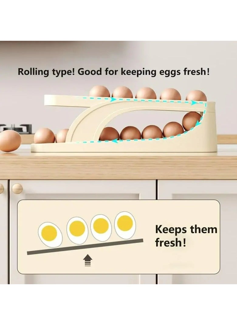 Generic - Egg Dispenser Egg Holder Tray New Automatic Rolling Double Layer Dispenser For Refrigerator  Holds 15 Eggs Space Saving 2 Tier Egg Storage - Image 1