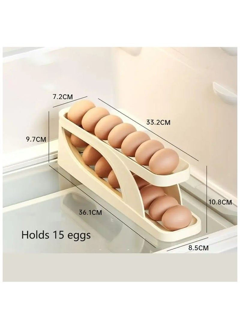 Generic - Egg Dispenser Egg Holder Tray New Automatic Rolling Double Layer Dispenser For Refrigerator  Holds 15 Eggs Space Saving 2 Tier Egg Storage - Image 1