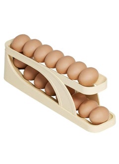 Egg Dispenser Egg Holder Tray New Automatic Rolling Double Layer Dispenser For Refrigerator  Holds 15 Eggs Space Saving 2 Tier Egg Storage