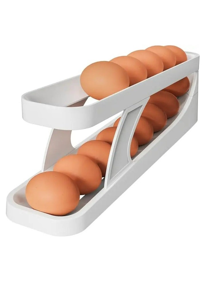 Generic - Egg Dispenser Egg Holder Tray New Automatic Rolling Double Layer Dispenser For Refrigerator  Holds 15 Eggs Space Saving 2 Tier Egg Storage - Image 1