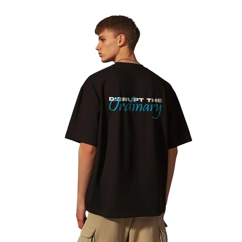 نوبيرو Black Oversized Graphic T-Shirt for Men
