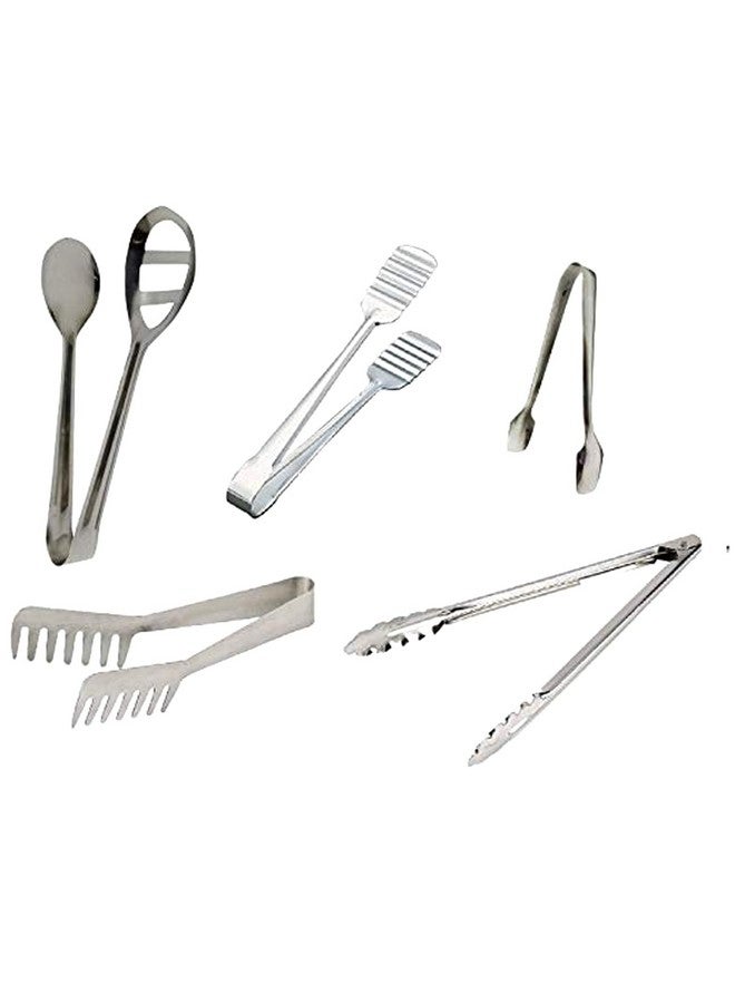 Dynore ملقط ديناور من الفولاذ المقاوم للصدأ متعدد الاستخدامات للقلي والتقديم - مجموعة من 5 - Image 1