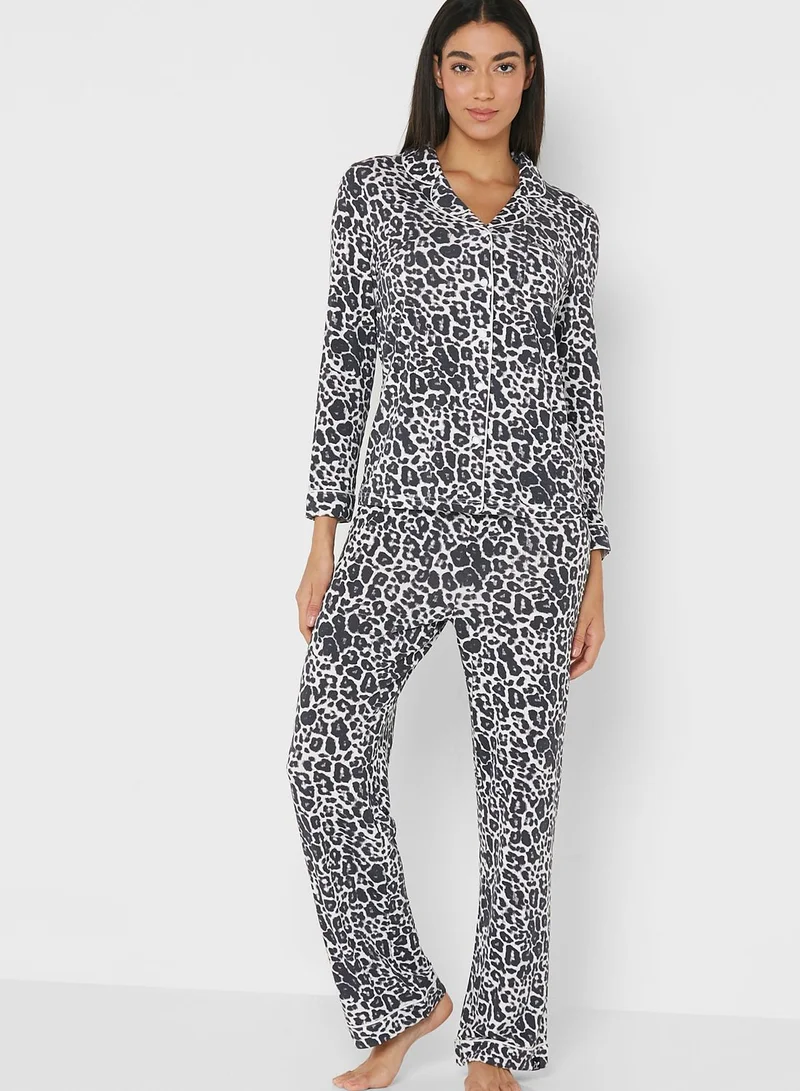 Pretty You London Button Down Shirt & Pyjama Set