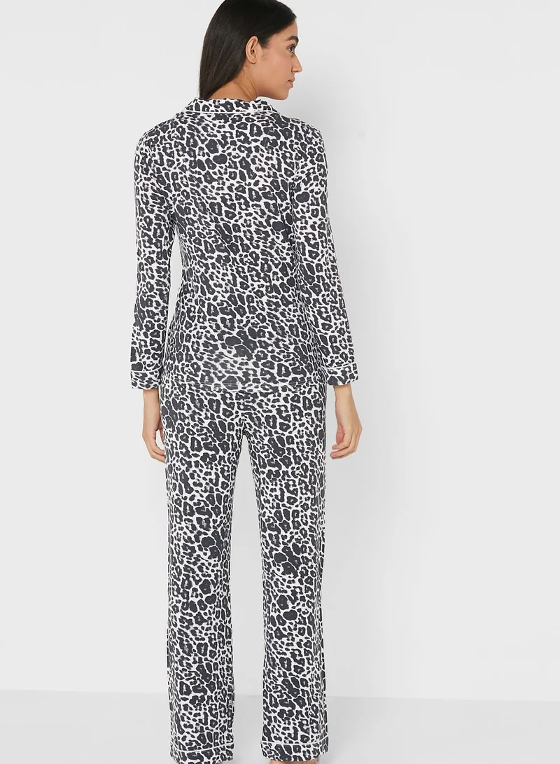 Pretty You London Button Down Shirt & Pyjama Set
