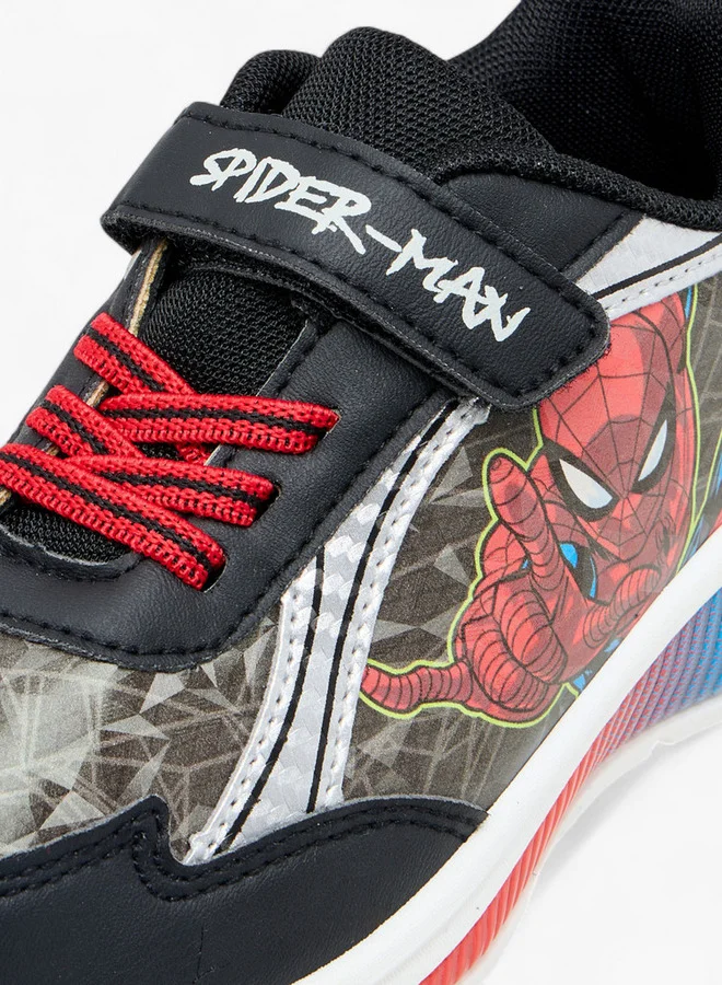 MARVEL Boys Spider-Man Print Light-Up Sneakers with Hook and Loop Closure