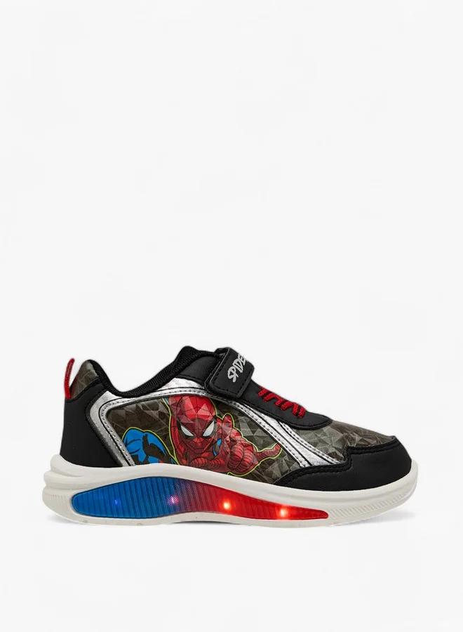 MARVEL Boys Spider-Man Print Light-Up Sneakers with Hook and Loop Closure