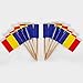 JAVD CYPS 100 Pcs Romania Flag Romanian Toothpick Flags Small Mini Stick Cupcake Toppers Romanian FlagsCountry Picks Party Decoration Celebration Cocktail Food Bar Cake Flags - Image 1