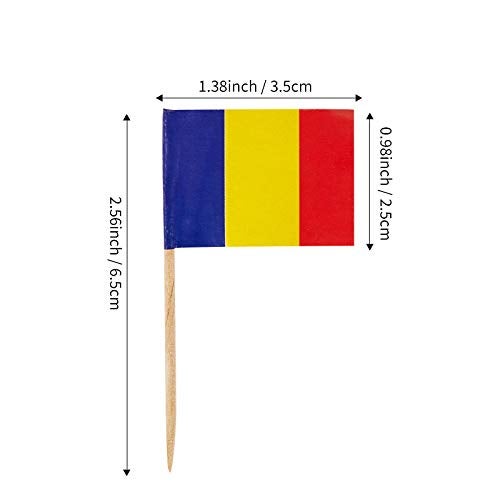 JAVD CYPS 100 Pcs Romania Flag Romanian Toothpick Flags Small Mini Stick Cupcake Toppers Romanian FlagsCountry Picks Party Decoration Celebration Cocktail Food Bar Cake Flags - Image 4