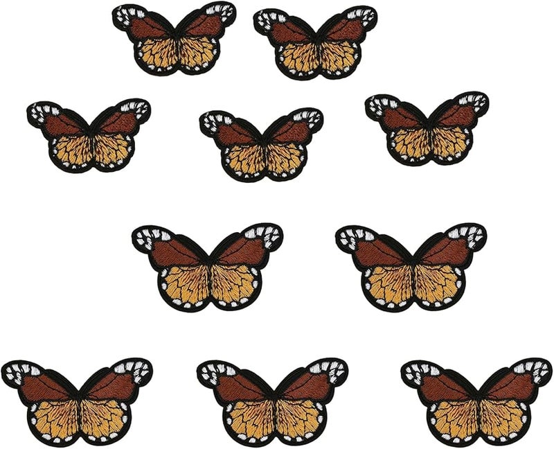 رقعة فراشة كاكي حديدية على 10 قطع تطريز ترقيع للملابس سترات جينز حقيبة قبعة إصلاح - Image 1