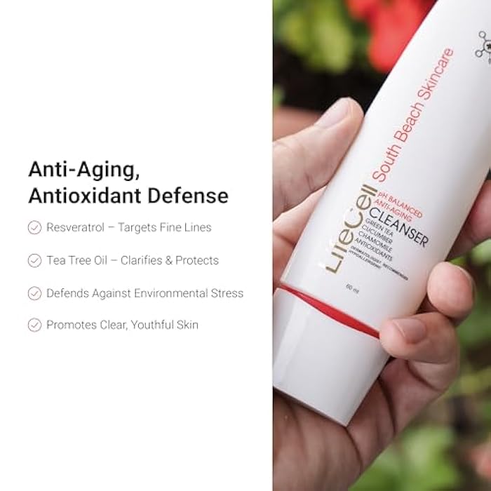LifeCell Anti-Aging Facial Cleanser – pH Balanced Daily Face Wash with Green Tea, Cucumber, and Resveratrol – Hydrating & Gentle Makeup Remover for Sensitive Skin – 60ml - Image 4