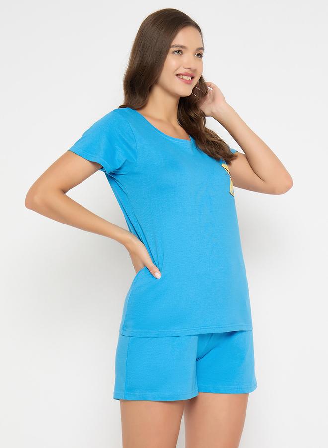 Clovia Women Blue Dog Print Cotton Top and Shorts Set - Image 5