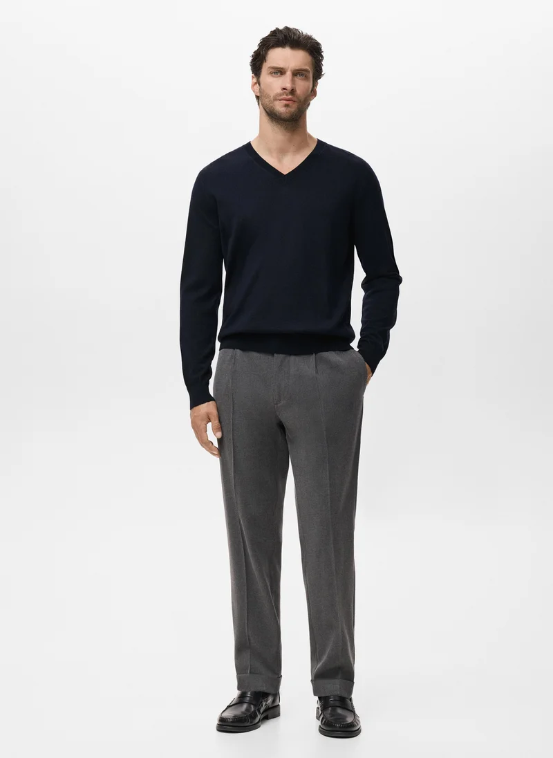 Mango Man  100% Merino Wool V-Neck Sweater for Men | Best Price UAE