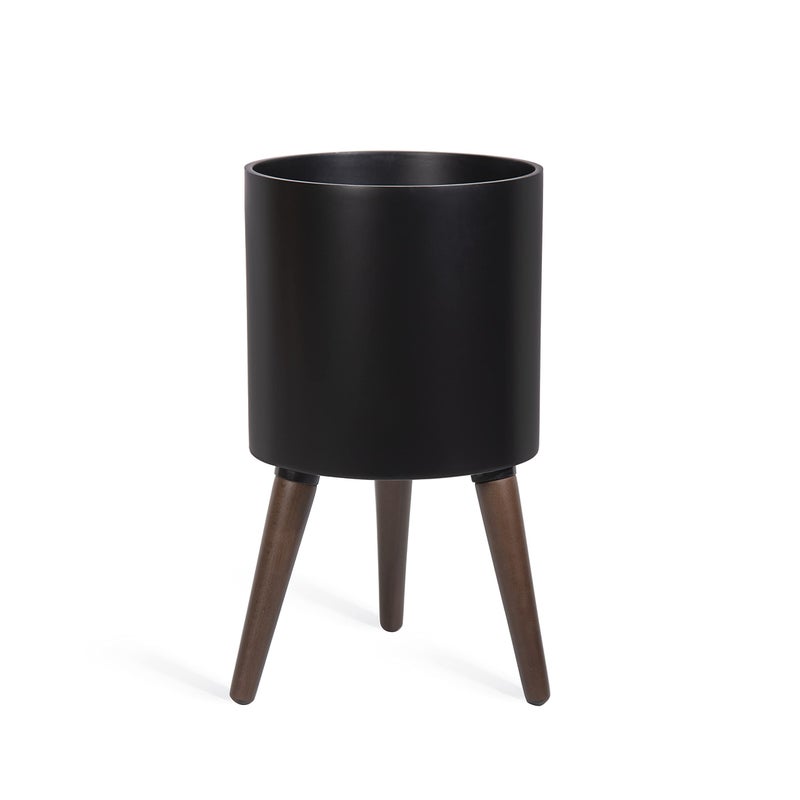 Dvine Dev 10 Inch Planter Pot with Stand MidCentury Tall Plant Pot with Legs for Indoor Plants Medium Black 88OB2