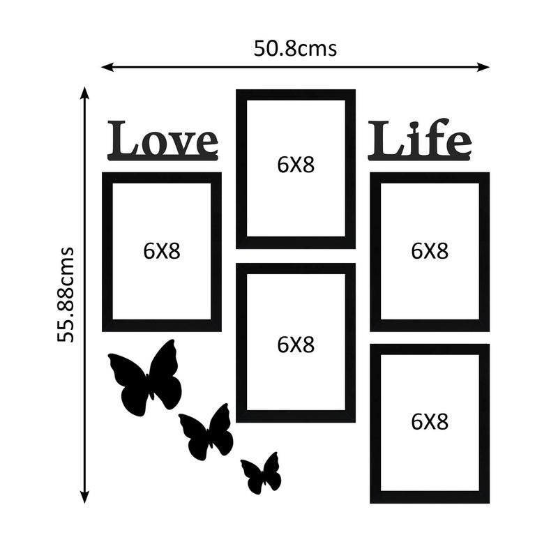 RANDOM Photo Frame of Photos and Picture for Home and Wall Decor for Living Room, Bedroom, Home, Office Set of 5 with 5 Mounts & Love Life & 3 Butterfry Plaques (Black, Size:5pcs 6x8),polyresin - Image 3