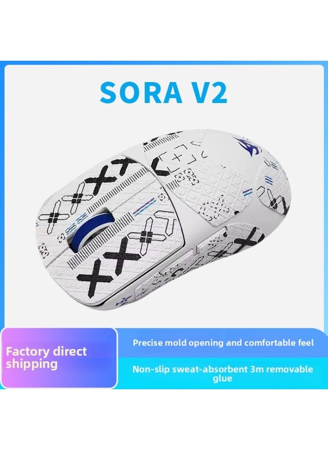 Generic - Mouse Anti-slip Stickers SORA V2 Special Side Key Protection Stickers Dirty Wear-resistant Anti-sweat Stickers Back Stickers Wholesale-Color:Sora V2 Black Printing Set + Back Sticker (full Set) - Image 1