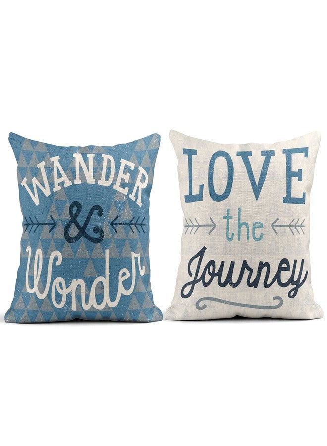 Taysta Set of 4 Linen Throw Pillow Cover Seek Adventure Explore New Places Wander Wonder Love Journey Decorative Pillow Cases Covers Home Decor Square 18 x 18 Inches Pillowcases - Image 5