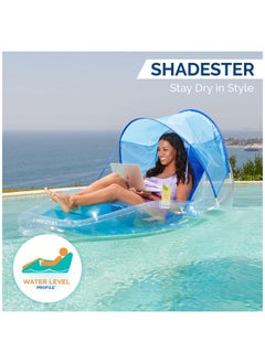 SwimWays Swimways Dry Float Shadester Pool Float, Translucent Inflatable Recliner Chair for Adults with Fast Inflation, Canopy, Foot Rest & Cup Holder  - Image 4