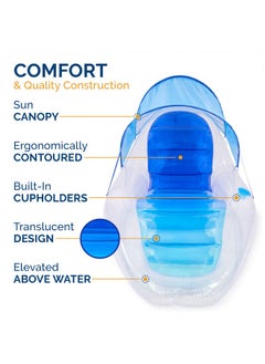 SwimWays Swimways Dry Float Shadester Pool Float, Translucent Inflatable Recliner Chair for Adults with Fast Inflation, Canopy, Foot Rest & Cup Holder  - Image 5