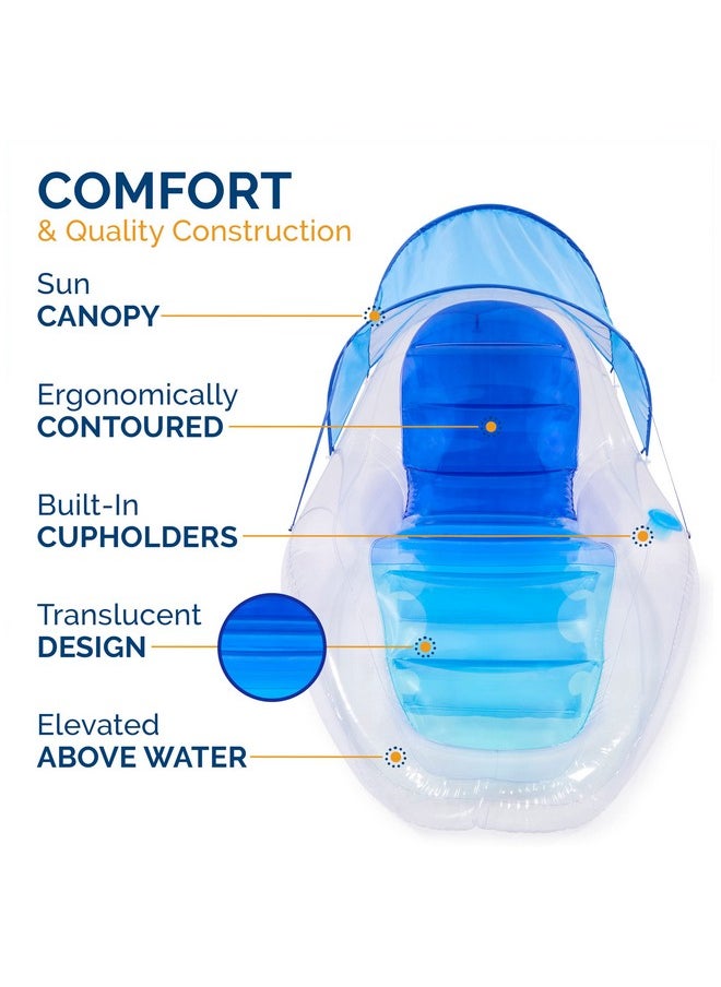 SwimWays - Swimways Dry Float Shadester Pool Float, Translucent Inflatable Recliner Chair for Adults with Fast Inflation, Canopy, Foot Rest & Cup Holder - Image 1