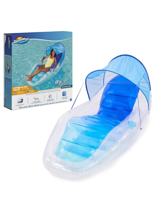 SwimWays - Swimways Dry Float Shadester Pool Float, Translucent Inflatable Recliner Chair for Adults with Fast Inflation, Canopy, Foot Rest & Cup Holder - Image 1