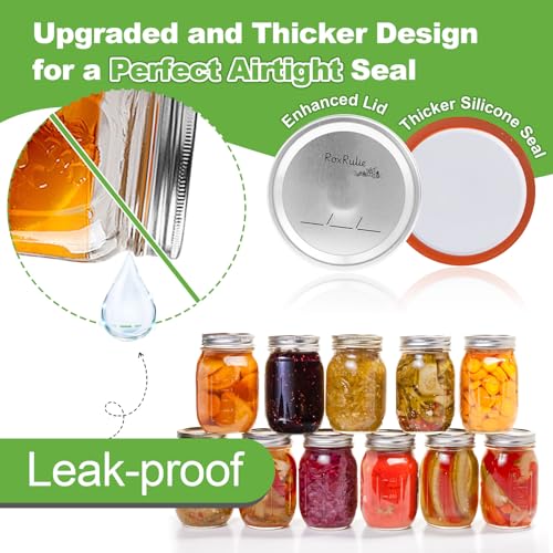 RoxRulie 150PCS Canning lids Regular Mouth(2.76in/70mm), Upgraded Leak-Proof Mason Jar Lids for Ball/Kerr Jars, Split-Type Lid with Perfect Airtight Seal, Canning Jars Lids, Food Grade Material - Image 3
