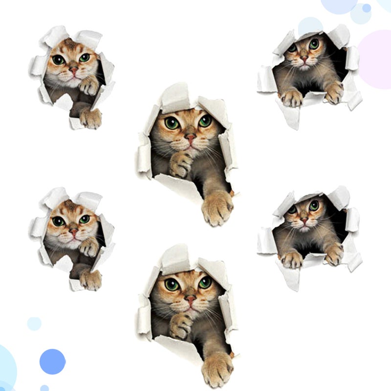 2pcs 3D Broken Wall Cats Wall Stickers Funny Wall Paste Wall Decal DIY Toilet Sticker for Nursery Bedroom Kids Room Living Room - Image 3