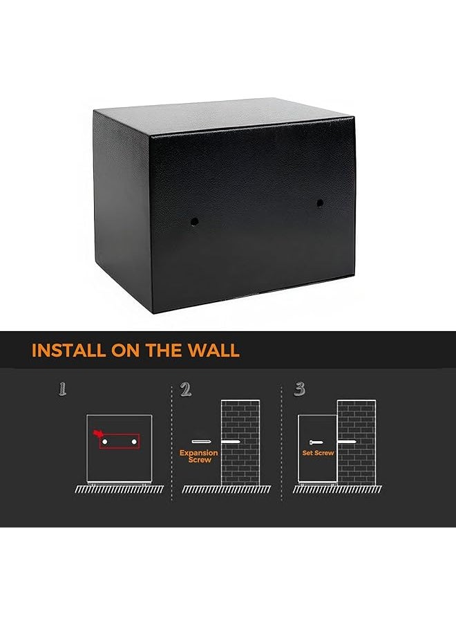 erorex - Security Home Safe Box Digital Money Safe Box With Pass Code And Keys Safety Box For Home Business Office Hotel Money Document Jewelery Passport Storage 23Cm X 17Cm X 17Cm Black B17 - Image 1