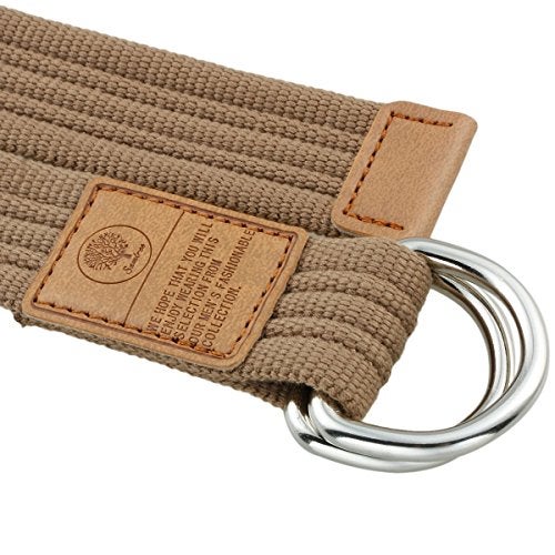 moonsix Canvas Web Belts for Men, Military Style D-ring Buckle Men's Belt, Khaki - Image 2