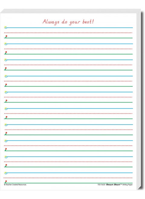 Teacher Created Resources Smart Start 1-2 Writing Paper: 100 Sheets, TCR76531, White
