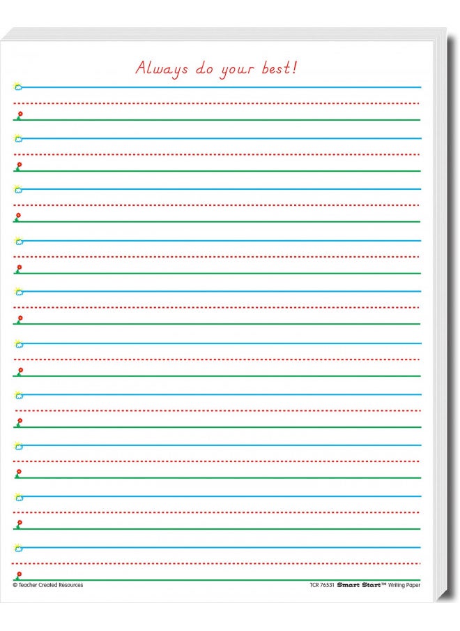 Teacher Created Resources Smart Start 1-2 Writing Paper: 100 Sheets, TCR76531, White