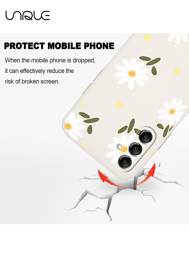 يونيك متوافق مع جراب هاتف سامسونج جالاكسي A55 - جراب هاتف زهور بتصميم إبداعي - حماية رقيقة جدا من السيليكون ناعم متوافق مع جراب هاتف سامسونج A55 5G - أبيض ديزي - Image 3
