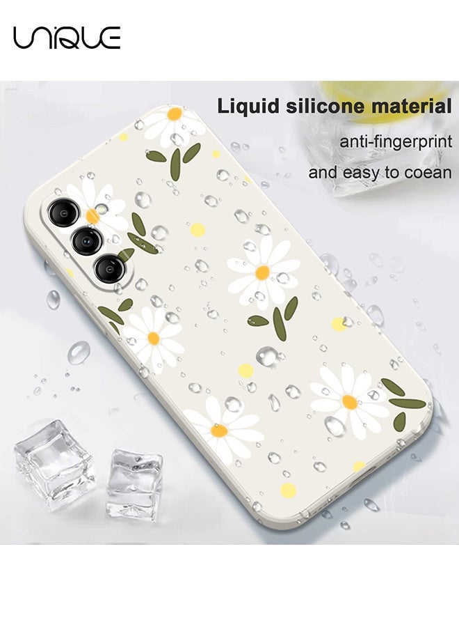 يونيك متوافق مع جراب هاتف سامسونج جالاكسي A55 - جراب هاتف زهور بتصميم إبداعي - حماية رقيقة جدا من السيليكون ناعم متوافق مع جراب هاتف سامسونج A55 5G - أبيض ديزي - Image 4