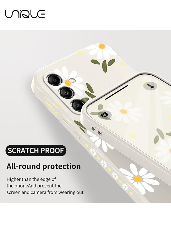 يونيك متوافق مع جراب هاتف سامسونج جالاكسي A55 - جراب هاتف زهور بتصميم إبداعي - حماية رقيقة جدا من السيليكون ناعم متوافق مع جراب هاتف سامسونج A55 5G - أبيض ديزي - Image 5
