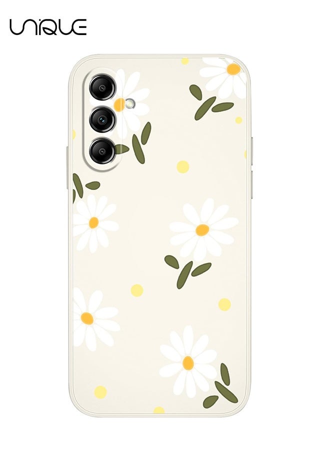 يونيك متوافق مع جراب هاتف سامسونج جالاكسي A55 - جراب هاتف زهور بتصميم إبداعي - حماية رقيقة جدا من السيليكون ناعم متوافق مع جراب هاتف سامسونج A55 5G - أبيض ديزي - Image 1
