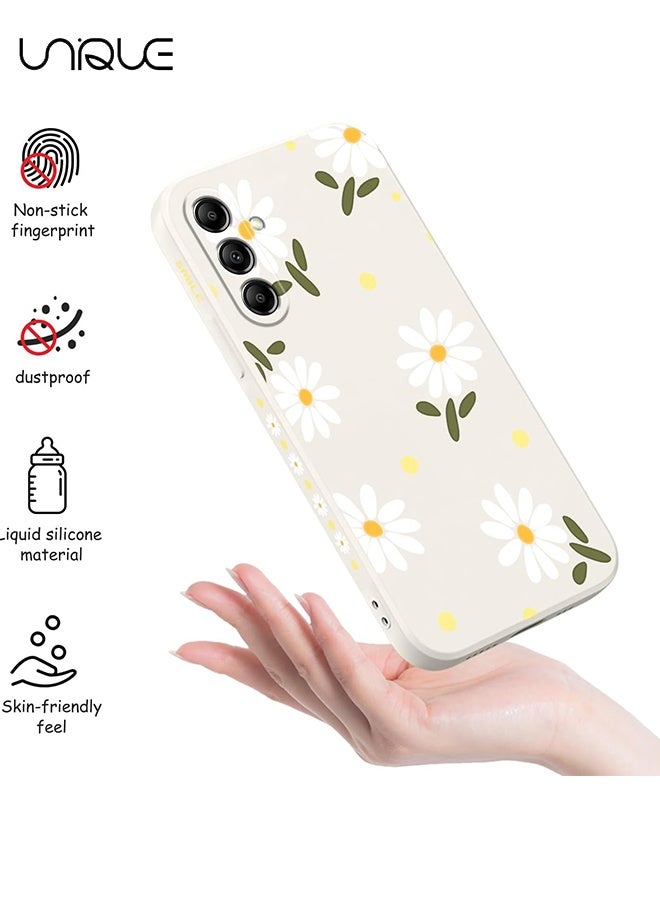 يونيك متوافق مع جراب هاتف سامسونج جالاكسي A55 - جراب هاتف زهور بتصميم إبداعي - حماية رقيقة جدا من السيليكون ناعم متوافق مع جراب هاتف سامسونج A55 5G - أبيض ديزي - Image 2