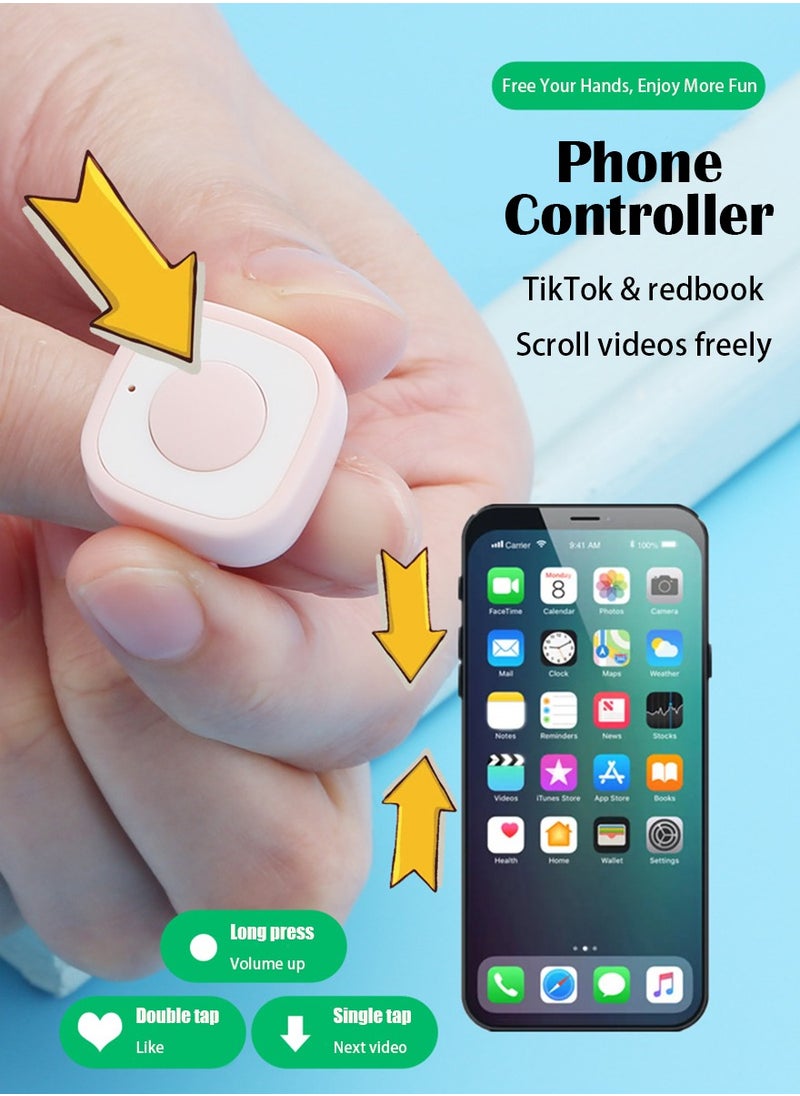 Generic Remote, Tiktok Scrolling Ring, Bluetooth Page Turner for Kindle App, APP Compatible with iOS & Android - Pink White  - Image 1