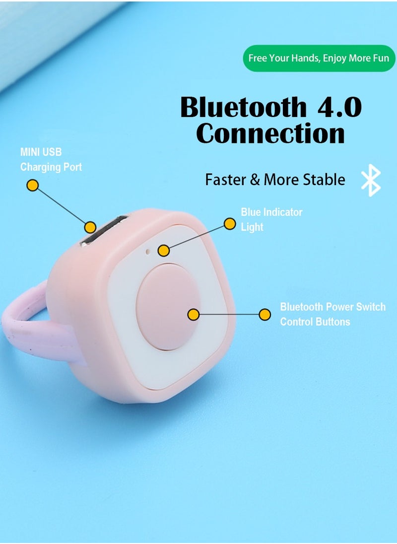 Generic Remote, Tiktok Scrolling Ring, Bluetooth Page Turner for Kindle App, APP Compatible with iOS & Android - Pink White  - Image 3