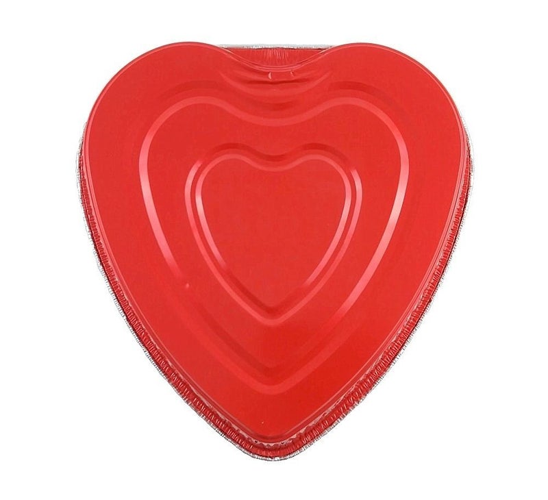 Handi-Foil Red Aluminum Heart Shaped Valentine Foil Cake Pan w/Clear Dome Lid (pack of 10) - Image 2