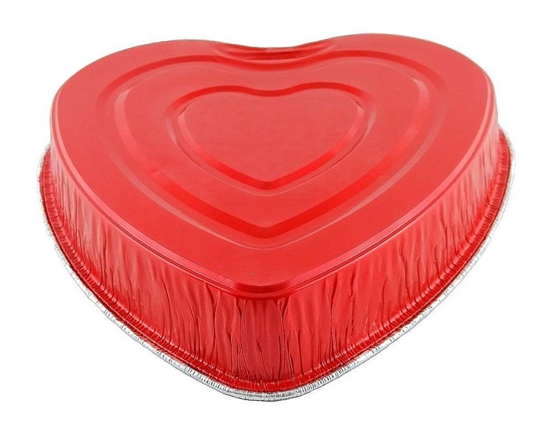 Handi-Foil Red Aluminum Heart Shaped Valentine Foil Cake Pan w/Clear Dome Lid (pack of 10) - Image 5