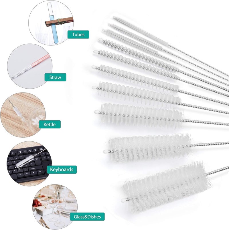 CiaraQ Bottle Cleaning Brushes, 8 Inch Nylon Tube Brush Set, Cleaner for Narrow Neck Bottles Cups with Hook, Set of 10pcs. Dust proof - Image 2