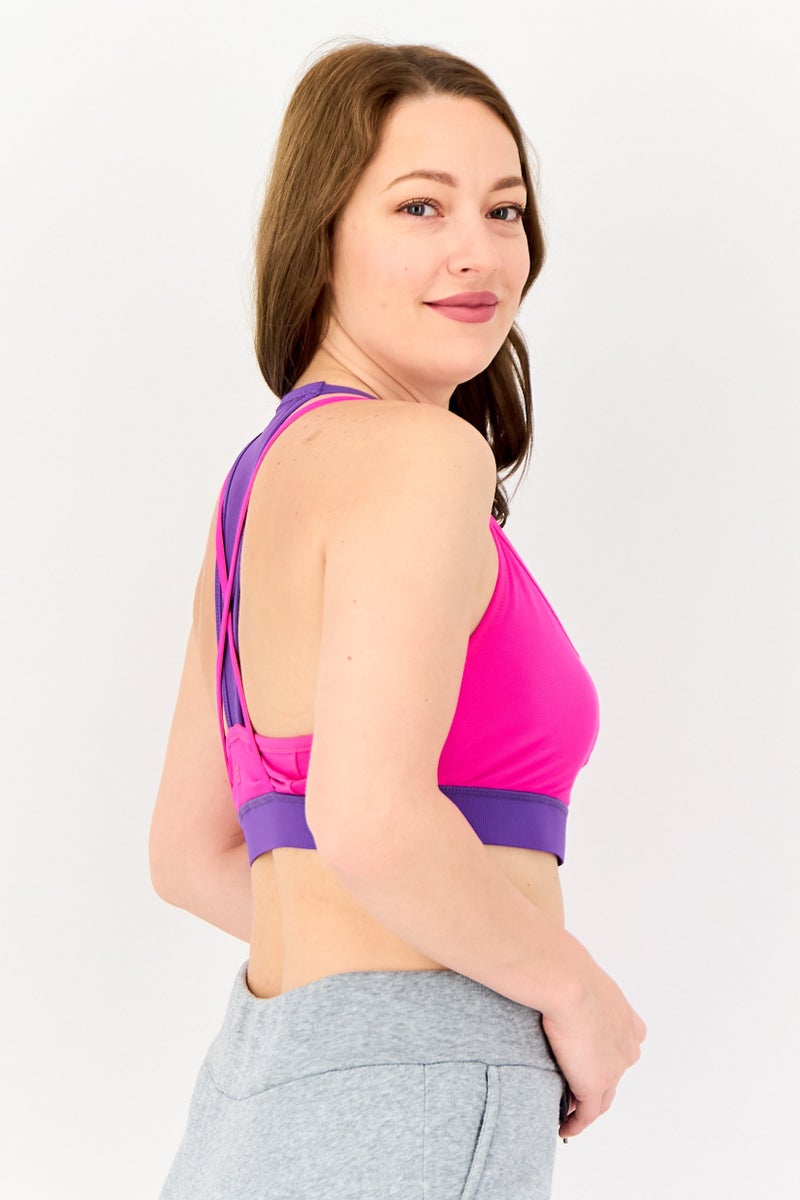 FILA حمالة صدر رياضية نسائية مبطنة قليلاً، وردي - Image 3