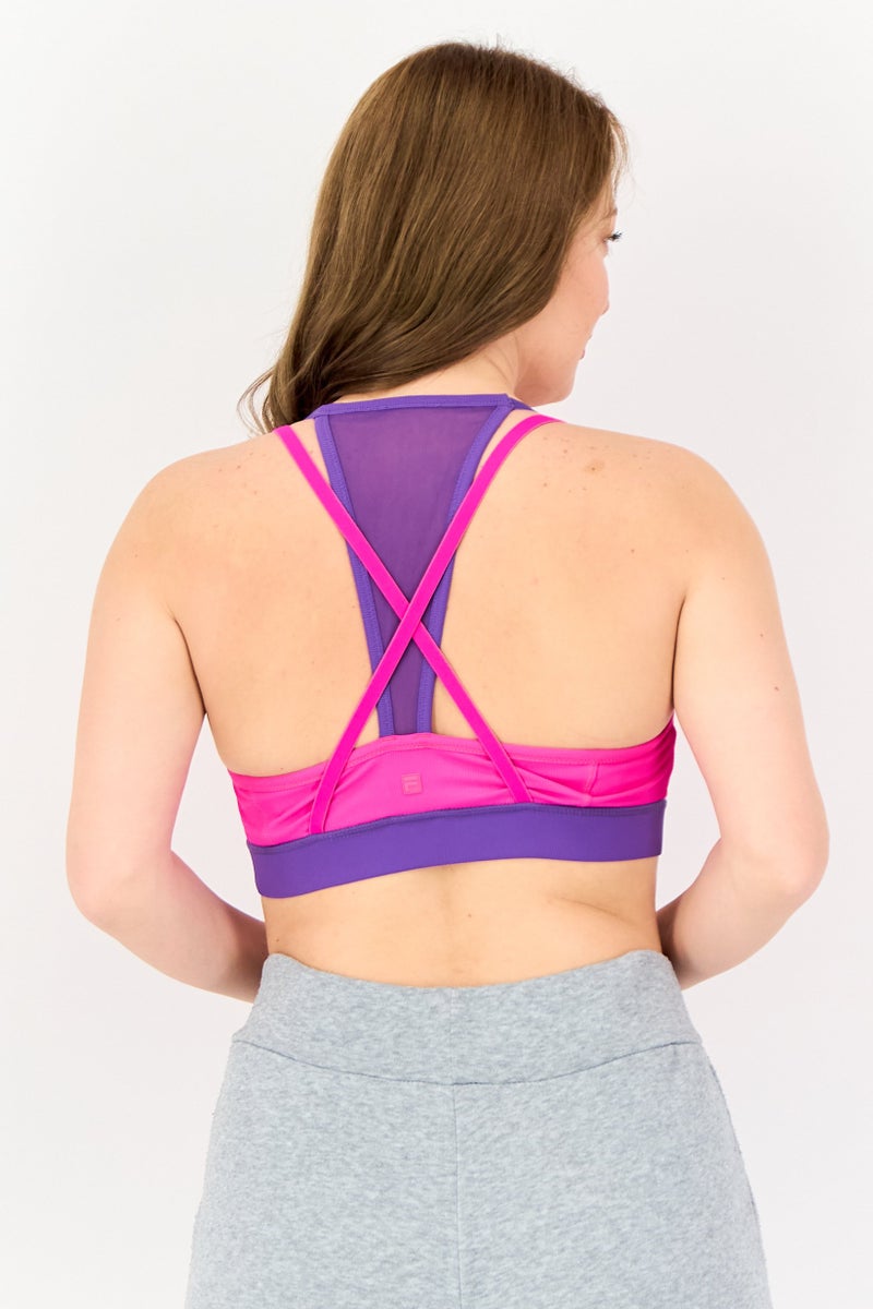 FILA حمالة صدر رياضية نسائية مبطنة قليلاً، وردي - Image 4