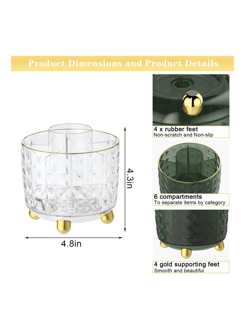 Excefore 360° Degree Rotating Makeup Brush Holder Organizer for Vanity, 6 Slots Spinning Brushes Storage, Pen Holder, Cosmetic Cup (Clear) - Image 3