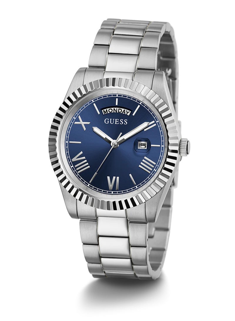 Guess Mens Silver Tone Day/Date Blue Dial Watch GW0265G7 - Image 2
