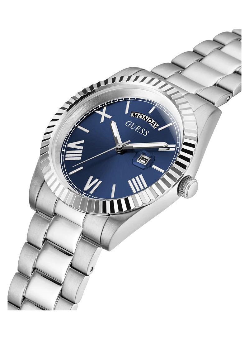 Guess Mens Silver Tone Day/Date Blue Dial Watch GW0265G7 - Image 3