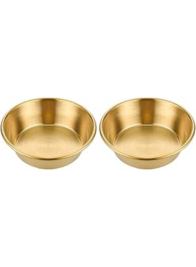 Stainless Steel Gold Rimmed Dipping Bowls Set of 2 for Sauce Condiments 5cm - Image 1