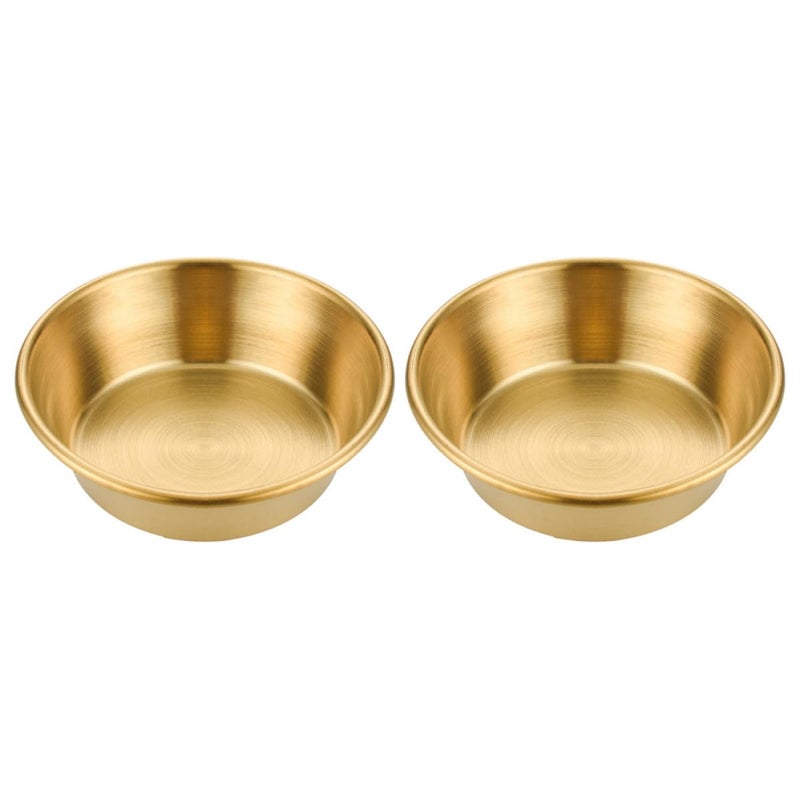 Stainless Steel Gold Rimmed Dipping Bowls Set of 2 for Sauce Condiments 5cm - Image 2