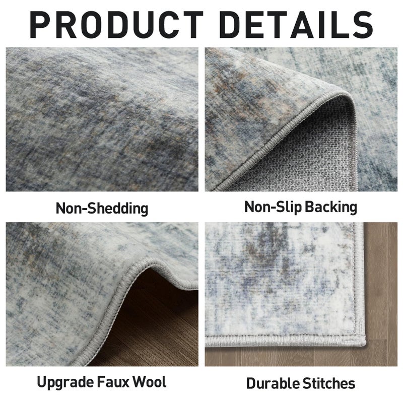 Gent drizz 8x10 Area Rugs Washable Rug: Large Modern Abstract Living Room Rug Soft Anti-Skid Thin Carpet Indoor Floor Non-Shedding Carpets for Bedroom Dining Room Farmhouse Nursery Home Office Blue Multi - Image 4