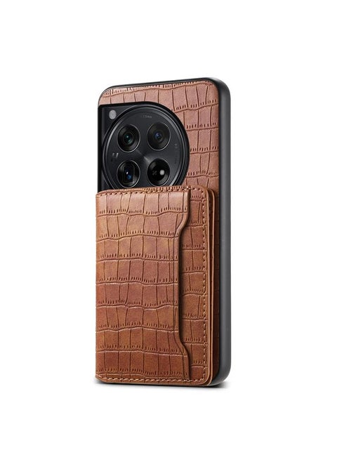 For OnePlus Ace 3 Crocodile Texture Card Bag Design Full Coverage Phone Case(Brown)